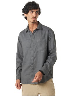 Buy Pure Linen Hash Green Full Sleeve Casual Shirt in UAE