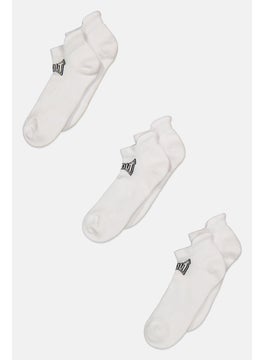 اشتري Men 3 Pairs Ankle Socks, White/Black في الامارات