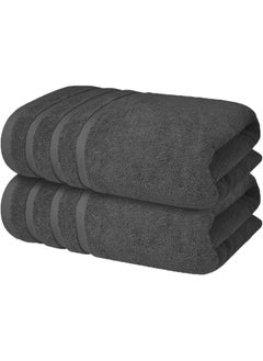 اشتري Premium Grey Bath Towels 100% Cotton 70cm x 140cm Pack of 2, Ultra Soft and Highly Absorbent Hotel and Spa Quality Bath Towels for Bathroom by Infinitee Xclusives في الامارات