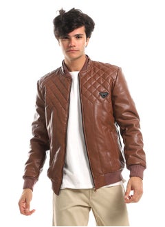 اشتري Branded Elastic Hem Waterproof With Manadin Collar Jacket - Brown في مصر