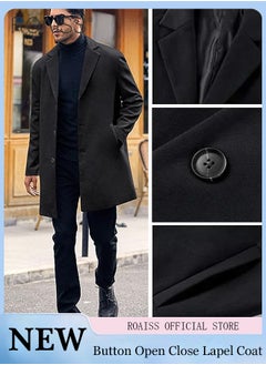 اشتري Men's Fashion Lapel Woolen Coat Casual Loose Button Open And Close Cardigan Practical Pocket Coat On Both Sides في الامارات