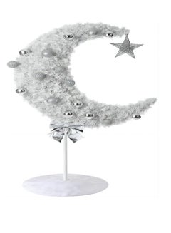 Buy Homesmiths Ramadan Crescent Moon Tree White Color 180cm with 100 string Lights Battery Operated, 16 Balls, Star & Bow in UAE