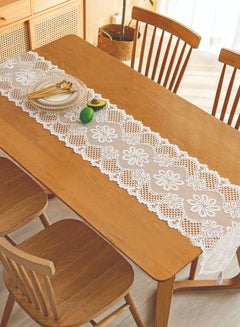Buy Hollow Lace Table Runner White 182x 33 cm in Saudi Arabia