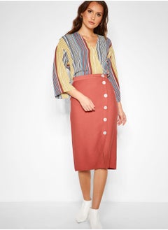 Buy Button Down Midi Skirt in UAE