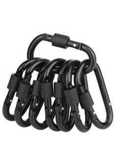 اشتري 8PCS Locking Carabiner Clip D Ring Spring Snap Key Chain Hook 3' Screw Gate Hook Travel Aluminum Carabiners (Black) في الامارات