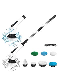Buy Electric Spin Scrubber,Electric Bathroom Cleaning Brush,Upgraded Version with 7 Replacement Brush Heads and Extension Handle,Suitable for Cleaning Walls, Floors, bathrooms,Kitchens,Cars in UAE