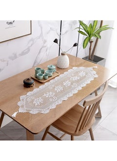 Buy Hollow Lace Table Runner With Fringe White in Saudi Arabia