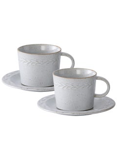 اشتري Set of 2 200ml Porcelain Coffee Mug Set, Large Coffee Cups with Saucers Perfect for Coffee and Tea Lovers في الامارات