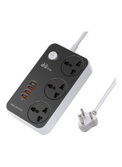 Buy SC3412 Power Strip With 3 Ways Power Socket (4 USB Port 38W, Fast Charging USB-C) 2500 Watt - Multi Color in Egypt