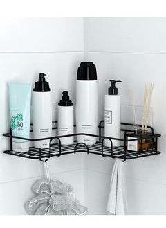 Buy Black Bathroom Organization Corner Shelf With Side Hanger in Saudi Arabia