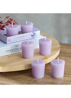 Buy Qara 6-Piece Lavender and Chamomile Votive Candle Set 48 g in UAE