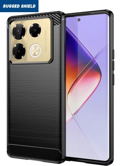 Buy Infinix Note 40 Pro/40 Pro+ Back Cover, Brushed Carbon Fiber Texture, Flexible TPU Shockproof Military Protection Bumper Phone Case, Slim Case Cover for Infinix Note 40 Pro/40 Pro+ 5G, Black in Saudi Arabia