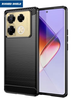 Buy Infinix Note 40 Pro/40 Pro+ Back Cover, Brushed Carbon Fiber Texture, Flexible TPU Shockproof Military Protection Bumper Phone Case, Slim Case Cover for Infinix Note 40 Pro/40 Pro+ 5G, Black in Saudi Arabia