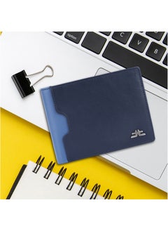 Buy Laveri Genuine Leather Designer Wallet With RFID Protection Blue And Navy Blue in UAE