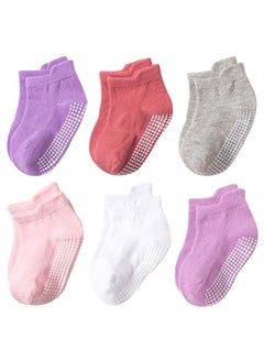 Buy 6 Pairs Of Cotton Non-Slip Striped Socks Multicolor in Saudi Arabia