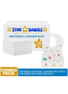 Buy Star Babies Combo Disposable changing mat 20pcs with Disposable bibs 20pcs in UAE