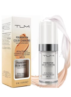 اشتري Colour Changing Foundation for Different Skin Tone, Foundation Makeup Base Nude Face Liquid Full Coverage Concealer, TLM Concealer Cover Cream, SPF15 في السعودية