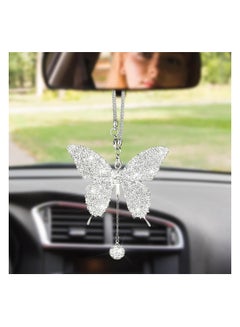Buy Butterfly Car Accessories Car Interior Mirror Ornaments Car Bling Rearview Mirror Accessories Diamond Car Hanging Ornament Lucky Hanging Pendant Car Accessories for Women White in UAE