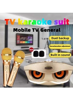 Buy Wireless Bluetooth Speaker with 2-Piece Mic Portable Karaoke Gold in Saudi Arabia