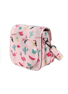 اشتري Case for Fujifilm Instax Mini 11/12 Case PU Leather Instant Camera Cover with Adjustable Strap - Flamingo Flower في الامارات