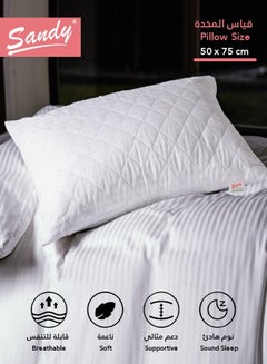 Buy SANDY Economic Premium Microfiber Sleeping Bed Pillow 1 Piece, Unique Double-Piping Design,  Filling 1200 gm, Queen Size 50 X 75 cm in Saudi Arabia