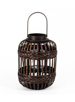 Buy Bamboo Lantern with Round Handle, Brown - 27x40 cm in UAE