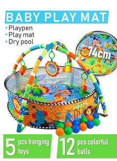 اشتري Baby Playpen & Play Mat - Activity Floor Gym with Non-Slip Thickening and Hanging Sensory Toys - Ball Pit for Sensory Motor Skill Development & Crawling for Newborns, Infants, Toddlers في الامارات