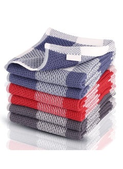 Buy 6 Packs 13"x28" Kitchen Dish Cloths, Absorbent and Soft 100% Pure Cotton Dish Cloths, Nonstick Oil Washable Fast Drying, Suitable for Drying Dishes, Absorbent Bar Mop Towels in UAE