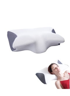 اشتري Cervical Memory Foam Pillow Ergonomic Contoured Pillow For Neck and Shoulder Pain Orthopedic Pillow for Neck White في الامارات