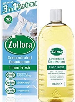Buy Zoflora-Multi purpose Concentrated Disinfectant All Surface Cleaner Floor Cleaner Effective against bacteria & Viruses Long Lasting Linen Fresh Fragrance Eliminates Odour All Day Fresh 500ml in UAE