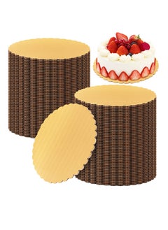 اشتري 100 Pack Gold Cake Board Round Cake Circle Base Boards Disposable Cake Plate with Scalloped Trays for Cake Dessert Party Supplies with Coated Greaseproof Base 6 Inch في الامارات