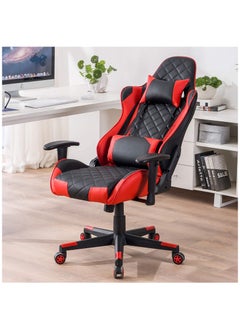 Buy Swivel leather video gaming chair with armrest and lumbar support, Black- Red in Saudi Arabia