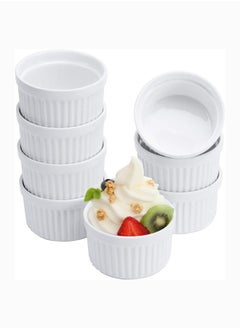 Buy 8 Pieces Ceramic Ramekins 8Oz White Souffle Oven Safe Stoneware Bakeware Porcelain Ramekin Set Serving For Sauces Dipping Onion Soup Lava Cake Flan Creme Brulee Pudding Mini Custard Dishes in UAE