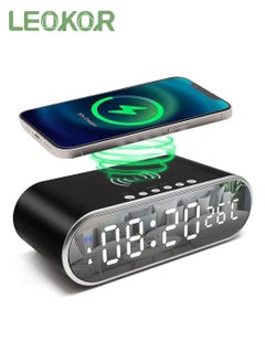 Buy Digital Alarm Clock with Wireless Charging LED Desk Clocks for Home Bedroom, Desk, Office in Saudi Arabia