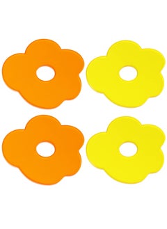 Buy SYOSI 4 Pcs Acrylic Coasters, Colorful Flower-Shaped Coaster, Heat Resistant Anti Slip Drink Coaster for Coffee Cup, Tea Cup, Water Cup, Table Coaster for Bar/Kitchen/Home/Cafe (Yellow, Orange) in UAE