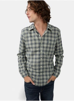 Buy AE Slim Fit Everyday Plaid Linen-Blend Button-Up Shirt in Egypt