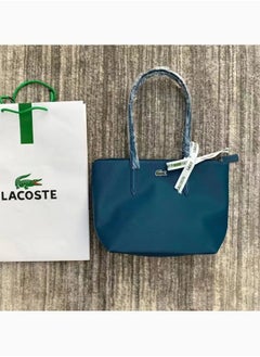 Buy Lacoste Women's Concept Fashion Versatile Small Zipper Handbag Shoulder Bag peacock blue in Saudi Arabia