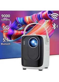 اشتري 5G WiFi Portable Video Projector, 1080P HD Projector Mini Projector with Tripod, Outdoor Movie Projector Supported Compatible with Bluetooth/WIFI/USB/SD Card في الامارات