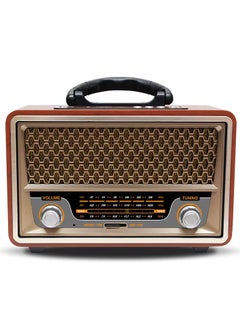 Buy Vintage Radio M-157BT Retro Portable Radio - Bluetooth Wireless Speaker with AM/FM/SW, USB/TF Support, Rechargeable Wooden Vintage Design in UAE