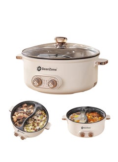 Buy 6.5L 1600W Non-Stick Large Capacity Multifunctional Electric Cooking Pot with Independent Temperature Control, 8.6 Bowl Depth, Electric Skillet, Frying Pan, Electric Saucepan in Saudi Arabia