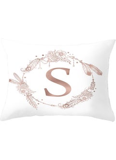 Buy S Letters Printed Throw Pillow Cover White 30 X 50cm in UAE