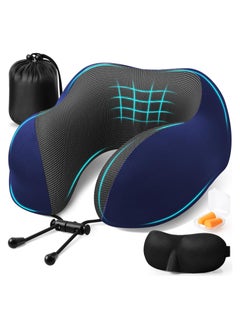 Buy Travel Pillow Memory Foam Neck Pillow with 360° Head Support Comfortable Trave Pillow with Storage Bag Lightweight Traveling Pillow for Sleeping,for Car,Train,Bus and Planes Blue in Saudi Arabia