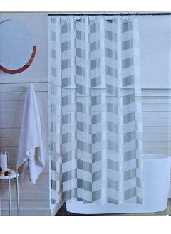 Buy Waterproof Polyester Shower Curtain With 12 Hooks 180*180CM in Egypt