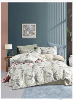 Buy Printed Comforter Set 4-Pcs Single Size All Season Decorated Reversible Single Bed Comforter Set With Super-Soft Down Alterntaive Filing,Platinum in Saudi Arabia