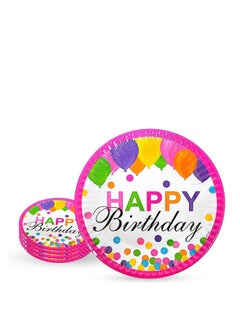 Buy Pink Happy Birthday Party Paper Plates 7 inches Disposable Plates for Birthday Party Supplies for Girls and Women 6 Pack in UAE