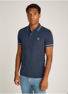 Buy Men's  Slim Polo Shirt , Blue - Cotton in Saudi Arabia