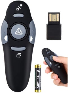 اشتري Wireless Presenter Presentation Clicker RF400 2.4GHz,Remote Control Slide Changer Presentation Clicker Red Light Pointer for Office Classroom Presentations(Battery Included) في السعودية