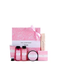 Buy Spa Luxetique Spa Gift Set for Women Gift Baskets, 6 Pcs Bath and Body Spa Kit, Bath Set Includes Body Lotion, Shower Gel, Bubble Bath, Hand Cream, Travel Bag, Relaxing Gifts for Women. in Saudi Arabia