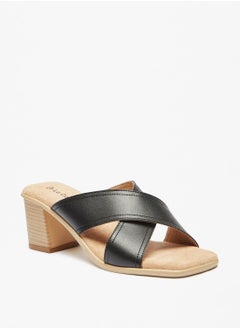 Buy Cross Strap Slip On Sandals with Block Heels in UAE