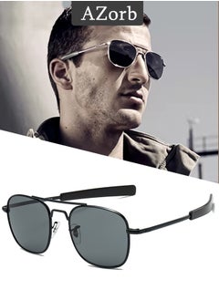 Buy Aviator Sunglasses Men Women Polarized 100% Real Glass Lens Sun Glasses for UV400 Protection Men's Eye Sunglasses Black in UAE